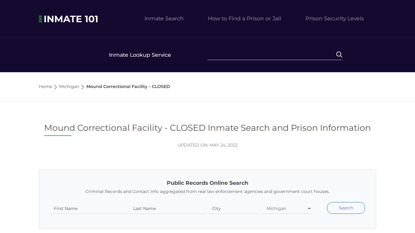 Mound Correctional Facility - CLOSED Inmate Search ...