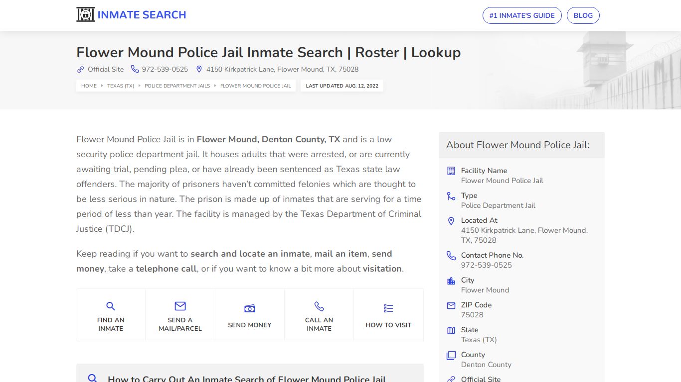 Flower Mound Police Jail Inmate Search | Roster | Lookup